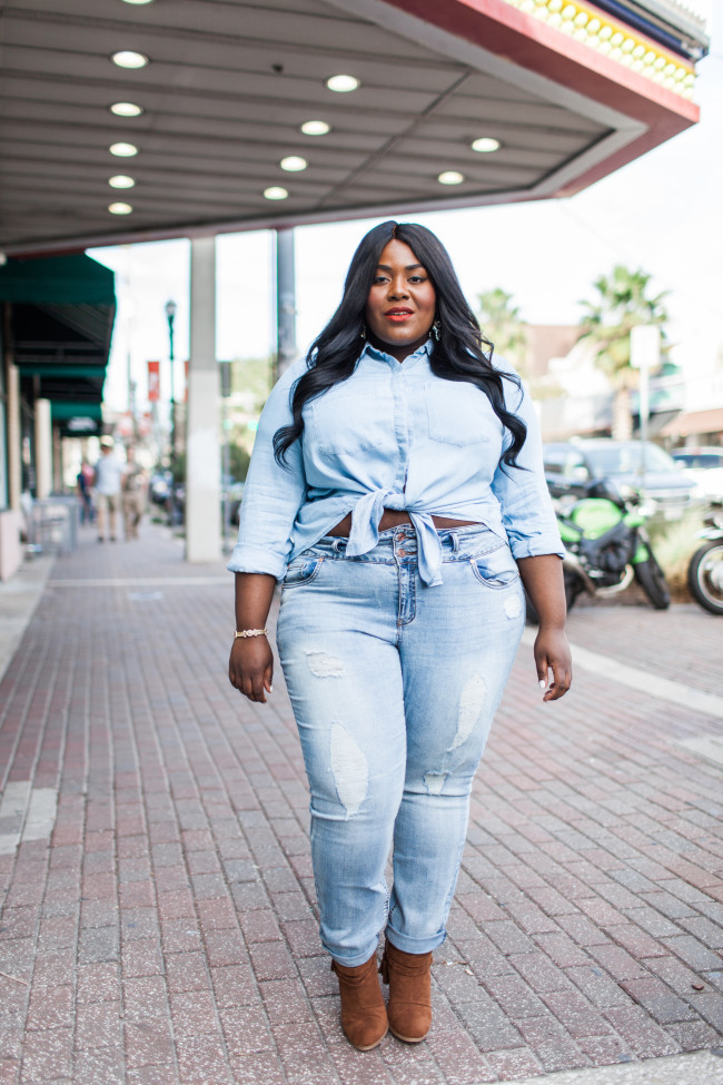 Musings of a Curvy Lady, Plus Size Fashion, Fashion Blogger, Canadian Tuxedo, Movie Night, Charlotte Russe Plus