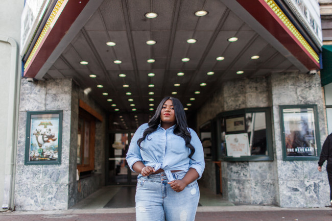 Musings of a Curvy Lady, Plus Size Fashion, Fashion Blogger, Canadian Tuxedo, Movie Night, Charlotte Russe Plus