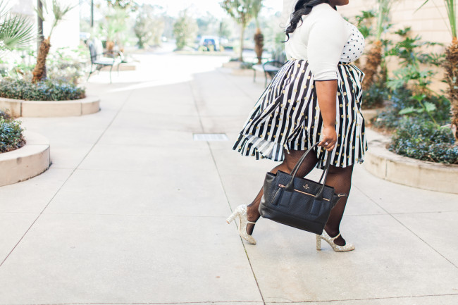 Musings of a Curvy Lady, Plus Size Fashion, Fashion Blogger, Women's Fashion, Polka Dot Skirt, Striped Skirt, Full Skirt, Box Pleated Skirt, Etsy Shop, Great Skirts by Nate, Kohl's, ELLE for Kohl's, Kate Spade Gold Sequin Mary Jane, Style Hunter, The Outfit, #RealOutfitGram