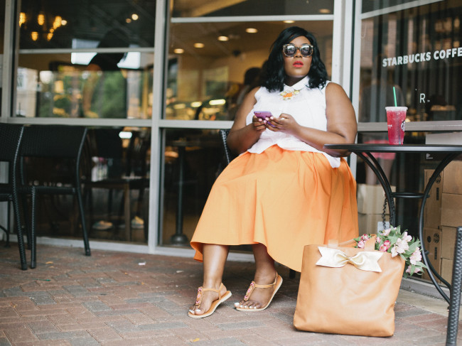 Musings of a Curvy Lady, Plus Size Fashion, Fashion Blogger, OOTD, Eloquii, XOQ, SSeko Designs, Spring Fashion, Full Skirt, Circle Skirt, Eyelet Top, Jacksonville, Florida, Florida Blogger, Lane Bryant