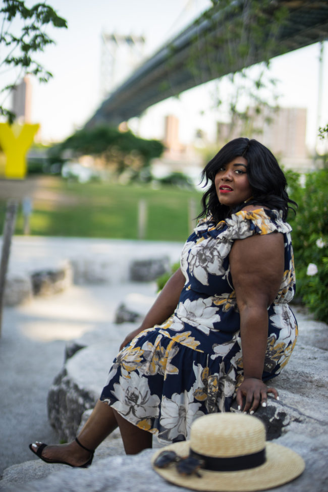 Musings of a Curvy Lady, Plus Size Fashion, Fashion Blogger, Style Blogger, Women's Fashion, Summer Fashion, Off the Shoulder Dress, Floral Print Dress, Brooklyn, New York, Lane Bryant, Target, Nordstrom, Lola Shoetique, StyleWatch Magazine, The Outfit