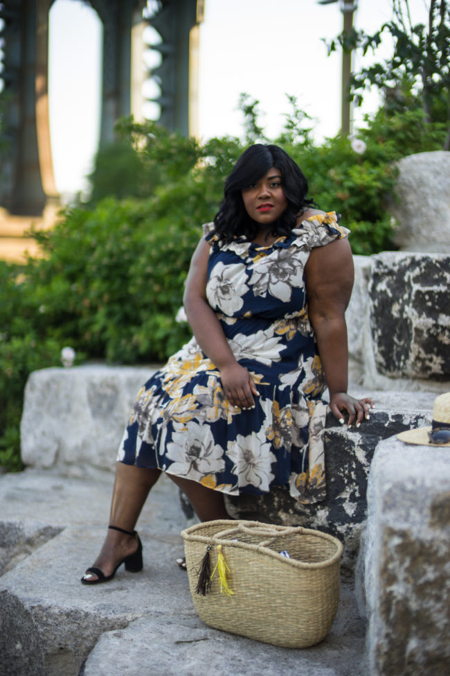 Musings of a Curvy Lady, Plus Size Fashion, Fashion Blogger, Style Blogger, Women's Fashion, Summer Fashion, Off the Shoulder Dress, Floral Print Dress, Brooklyn, New York, Lane Bryant, Target, Nordstrom, Lola Shoetique, StyleWatch Magazine, The Outfit