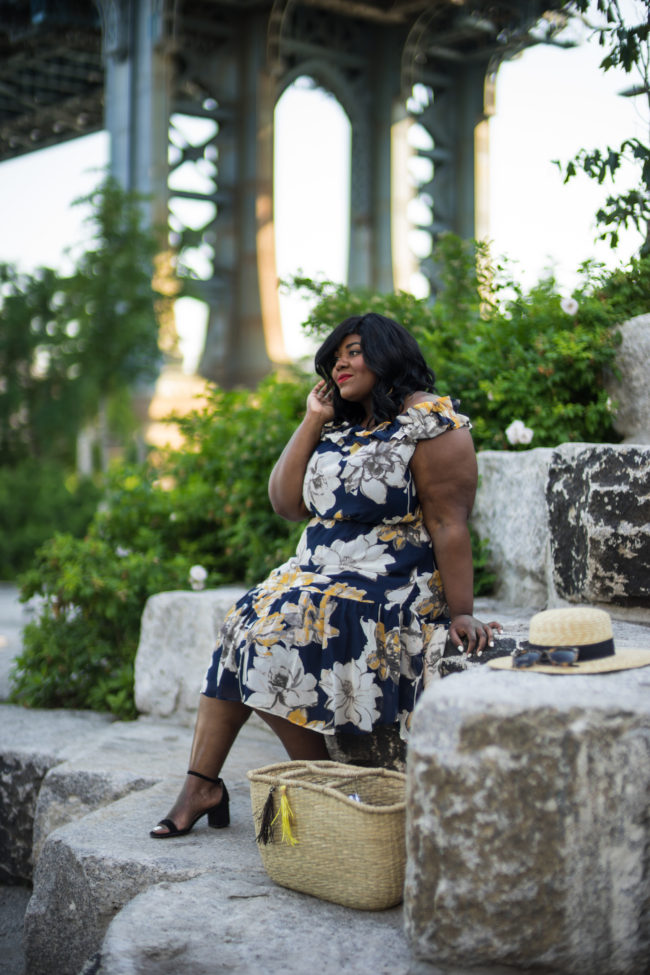 Musings of a Curvy Lady, Plus Size Fashion, Fashion Blogger, Style Blogger, Women's Fashion, Summer Fashion, Off the Shoulder Dress, Floral Print Dress, Brooklyn, New York, Lane Bryant, Target, Nordstrom, Lola Shoetique, StyleWatch Magazine, The Outfit