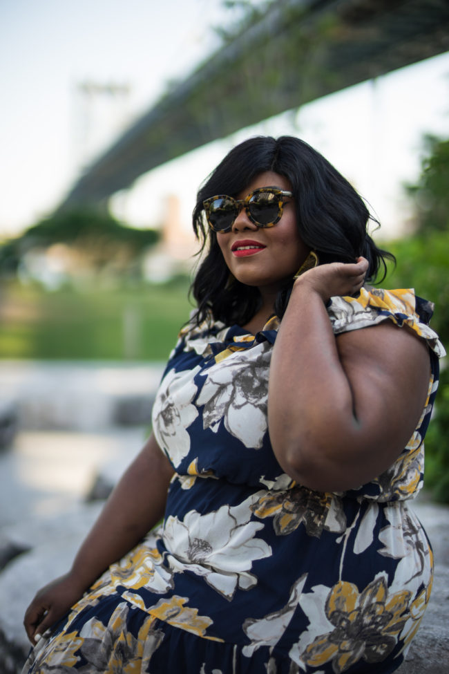 Musings of a Curvy Lady, Plus Size Fashion, Fashion Blogger, Style Blogger, Women's Fashion, Summer Fashion, Off the Shoulder Dress, Floral Print Dress, Brooklyn, New York, Lane Bryant, Target, Nordstrom, Lola Shoetique, StyleWatch Magazine, The Outfit