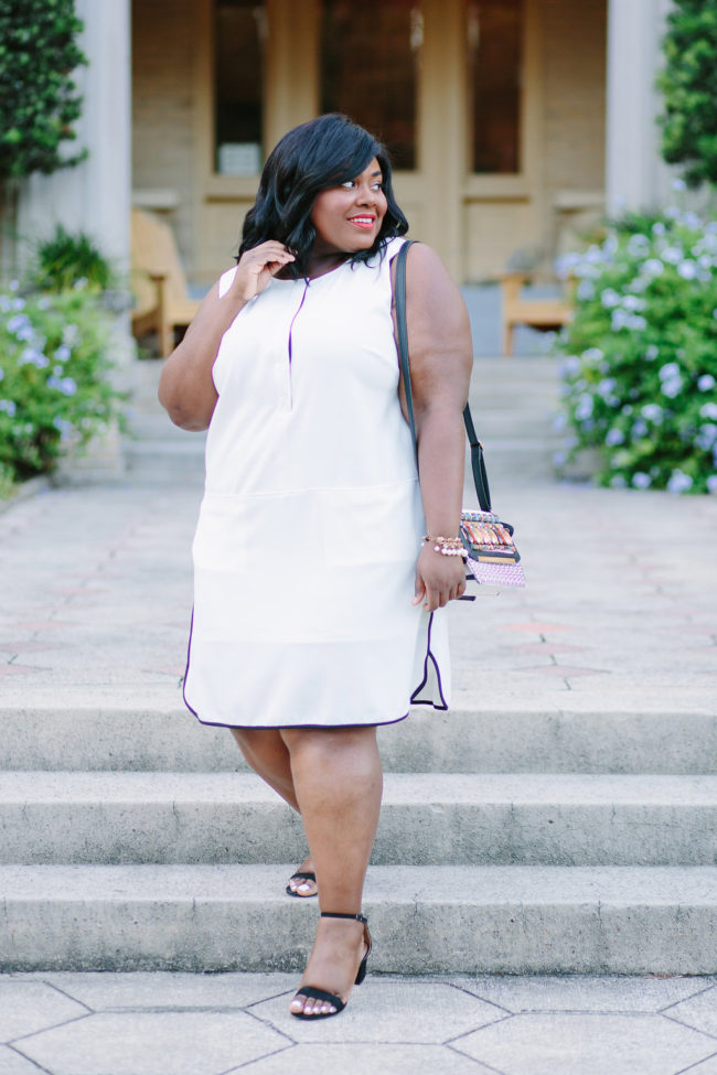 Musings of a Curvy Lady, Plus Size Fashion, Gwynnie Bee, Women's Fashion, Black and White Dress, Coco Chanel, Minimalist, Adrianna Papell