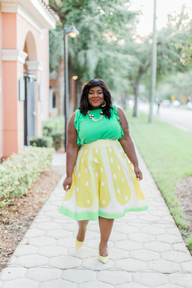 Musings of a Curvy Lady, Plus Size Fashion, Fashion Blogger, Curvy Style, Lemon Skirt, Unique Vintage, Simply Be, Florida, Women's Fashion, OOTD