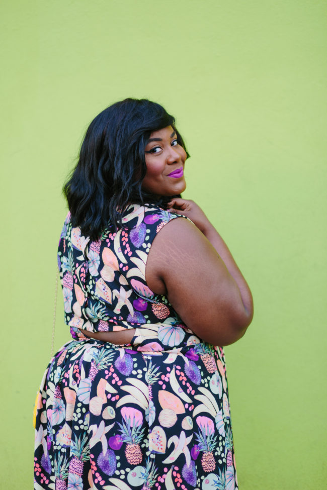 Musings of a Curvy Lady, Plus Size Fashion, Fashion Blogger, Gwynnie Bee, Rachel Antanoff for Gwynnie Bee, Fruit Print Dress, Pineapple Clutch, Women's Fashion, OOTD, Curvy Style, Nine West, Mango, Jacksonville, Orlando, Tampa, Miami, Florida, StyleWatch Magazine, Fashion Climaxx