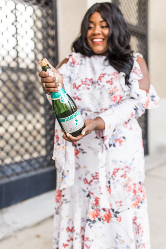 Musings of a Curvy Lady, Plus Size Fashion, Fashion Blogger, Women's Fashion, ASOS Curve, Cold Shoulder Dress, Champagne, Celebrate, Floral Print Maxi Dress