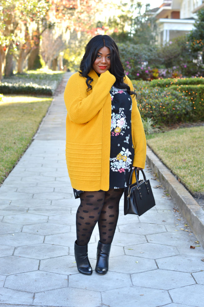 Musings of a Curvy Lady, Plus Size Fashion, Fashion Blogger, Women's Fashion, Old Navy, #OldNavyStyle, Floral Print Dress, Cardigan + Dress Combo, Boyfriend Cardigan, Mixed Prints, Kate Spade New York