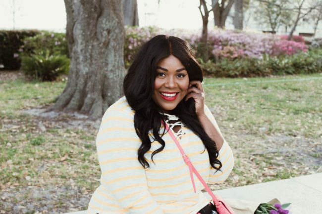 Musings of a Curvy Lady, Old Navy, Say Hi, Hi Fashion, Mix Prints, Nautical Look, Women's Fashion, Spring Fashion, Floral Pants, Utility Jacket, Plus Size Fashion, Fashion Blogger