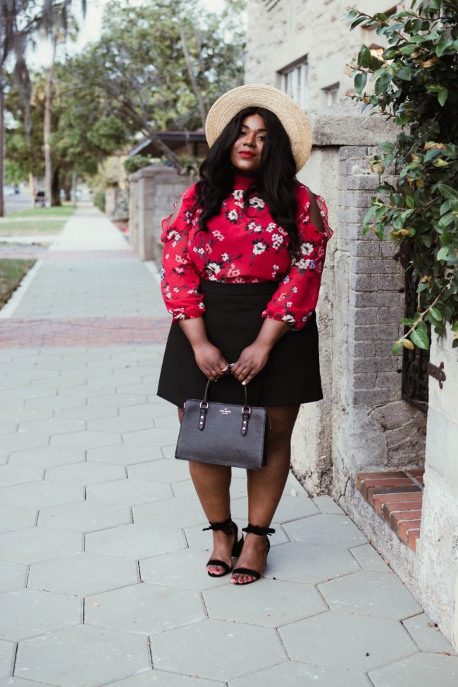 Musings of a Curvy Lady, Plus Size Fashion, Fashion Blogger, Simply Be, Spring Fashion, Cold Shoulder Trends, Ruffle Blouse, Floral Print, Boater Hat, Parisian Inspired, Women's Fashion