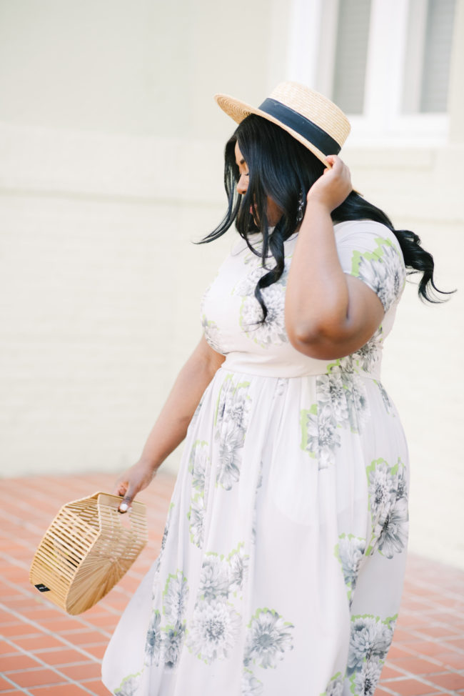 Musings of a Curvy Lady, Plus Size Fashion, Fashion Blogger, Spring Fashion, Print Dresses. eShakti, Women's Fashion, Boater Hat