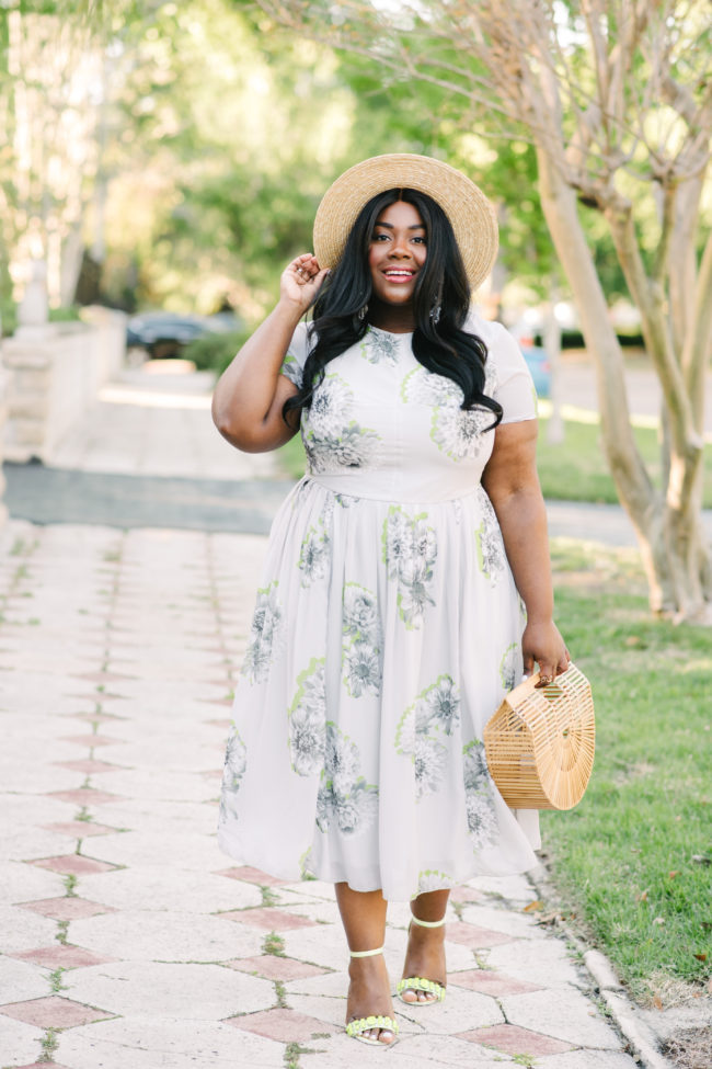 Musings of a Curvy Lady, Plus Size Fashion, Fashion Blogger, Spring Fashion, Print Dresses. eShakti, Women's Fashion, Boater Hat