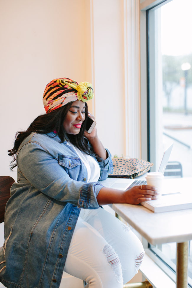 Musings of a Curvy Lady, Plus Size Fashion, Fashion Blogger, Rachel Roy Curvy, Summer Style, Summer Fashion, Women's Fashion, Turban, Statement Clutch, Denim Jacket, White Jeans, All White Outfit, Curvy Style, Fashion Ideas, Weekend Style