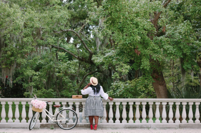 Musings of a Curvy Lady, Plus Size Fashion, Fashion, Fashion Blogger, Striped Skirt, Parisian Inspired Style, Summer Fashion, Women's Fashion, Boater Hat, Pink Peonies, Simply Be, Just Fab, Ashley Stewart, ASOS