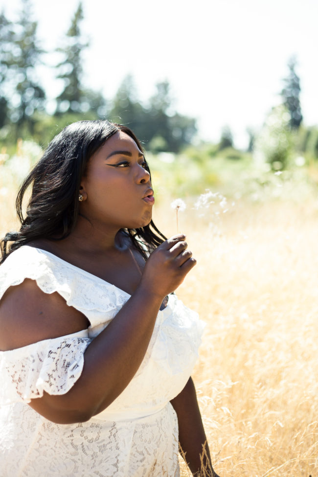 Musings of a Curvy Lady, OOTD, Plus Size Fashion, Fashion, Fashion Blogger, White Lace Dress, Fame & Partners, #FameBabe, Dress With Ruffles, Washington State, Tacoma, Seattle, Wildflowers, Flower Field, Flower Farm, NYFW, Summer Fashion, Fashion Editorial, Fashion, Women's Fashion