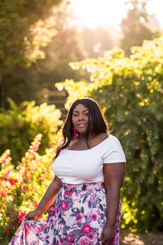 Musings of a Curvy Lady, Plus Size Fashion, Fashion Blogger, Fame & Partners, Maxi Skirt, Floral Maxi Dress, Tacoma, Seattle, Washington, Rose Garden, Point Defiance Park