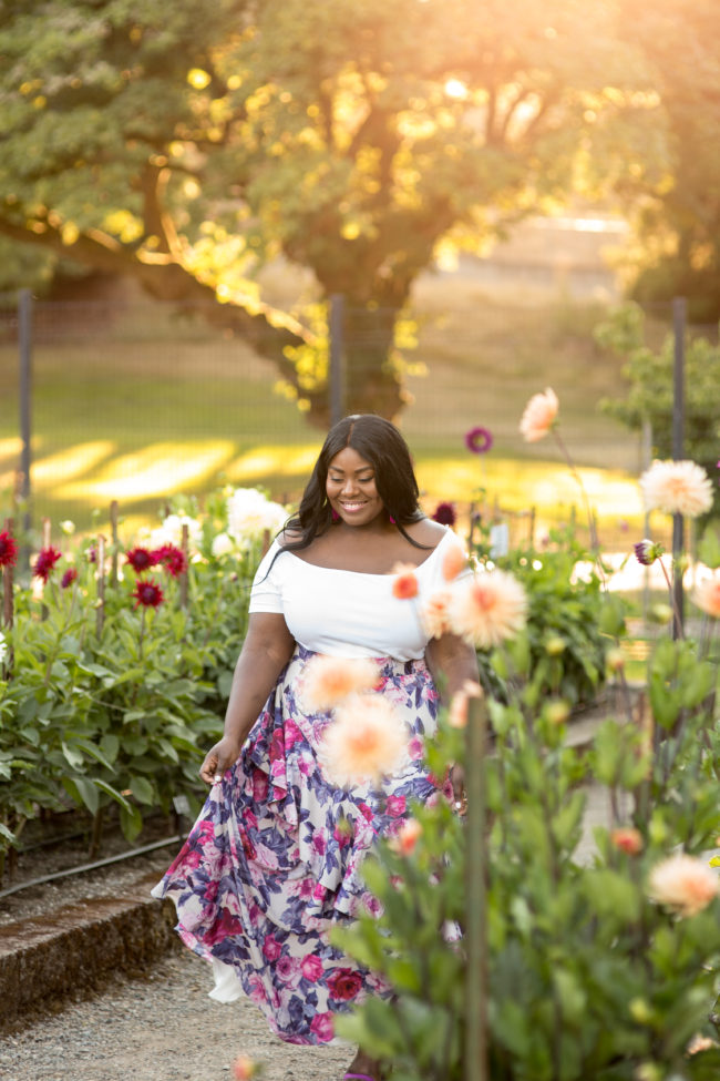 Musings of a Curvy Lady, Plus Size Fashion, Fashion Blogger, Fame & Partners, Maxi Skirt, Floral Maxi Dress, Tacoma, Seattle, Washington, Rose Garden, Point Defiance Park