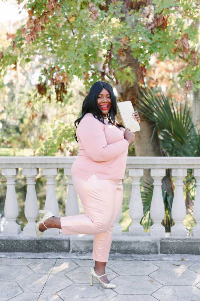 Musings of a Curvy Lady, Plus Size Fashion, Women's Fashion, Old Navy, Winter Outfit Ideas, Blush Monochrome Outfit, Old Navy, Party Outfit, Modest Fashion