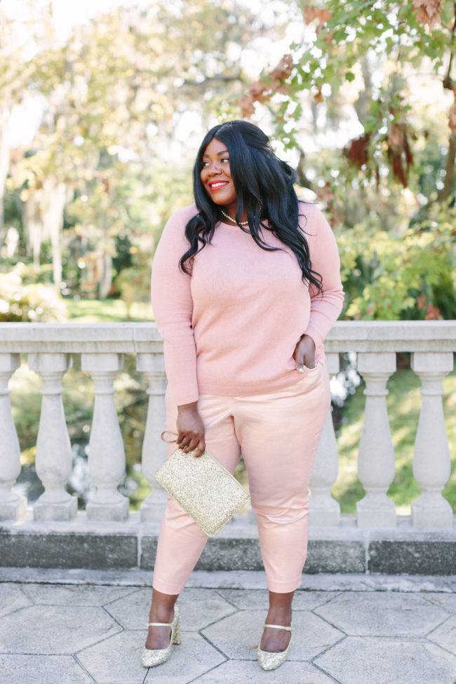 Musings of a Curvy Lady, Plus Size Fashion, Women's Fashion, Old Navy, Winter Outfit Ideas, Blush Monochrome Outfit, Old Navy, Party Outfit, Modest Fashion