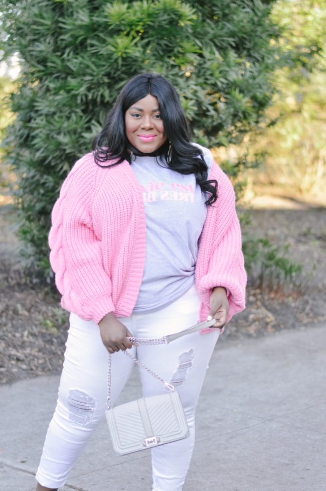 Musings of a Curvy Lady, Plus Size Fashion, Fashion Blogger, Millennial Pink, Winter Fashion, Casual Fashion, Casual Style, OOTD, Women's Fashion, Pink Cardigan, River Island