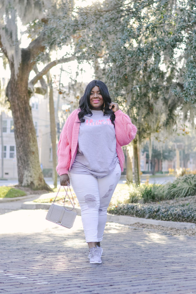 Musings of a Curvy Lady, Plus Size Fashion, Fashion Blogger, Millennial Pink, Winter Fashion, Casual Fashion, Casual Style, OOTD, Women's Fashion, Pink Cardigan, River Island