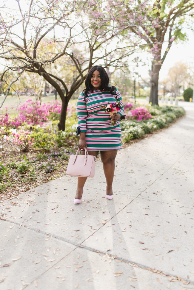 Musings of a Curvy Lady, Plus Size Fashion, Fashion Blogger, Spring Fashion, Draper James, Eloquii, AKA, Pink Heels, ASOS, Kate Spade