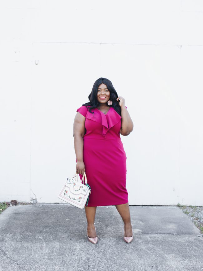 Musings of a Curvy Lady, Plus Size Fashion, River Island, Fashion Blogger, Pink Ruffle Dress