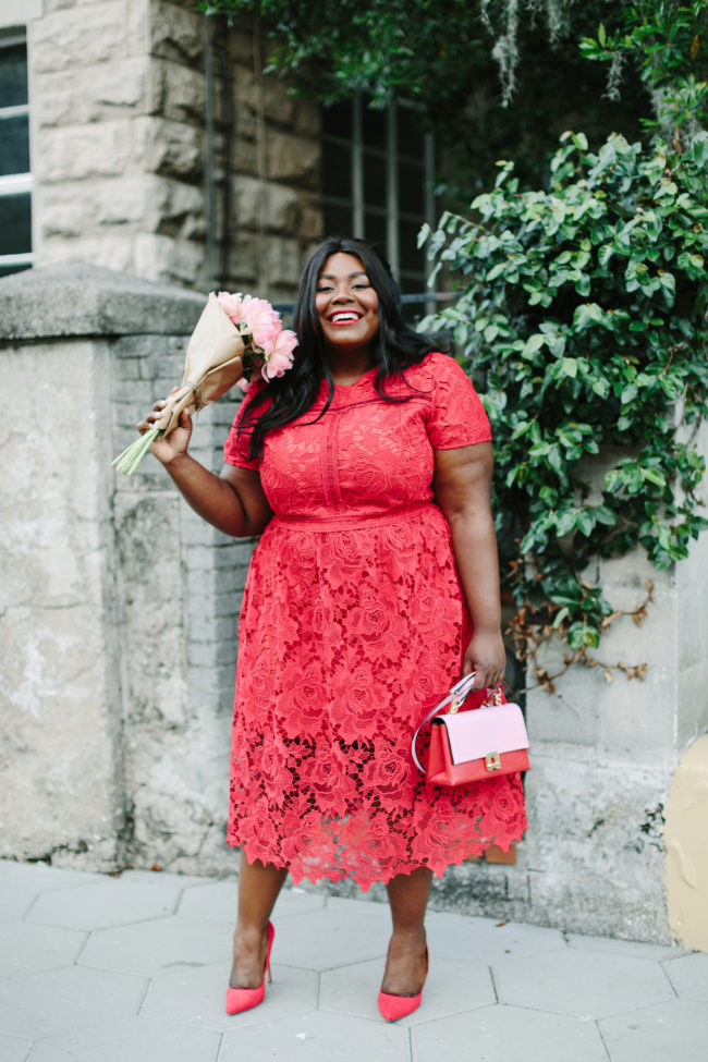 Red Lace Midi, Musings of a Curvy Lady, Plus Size Fashion, River Island, Zara USA, All Red Outfit, Red Monochrome Outfit, Women's Fashion, Spring Fashion, Wedding Guest Outfit,