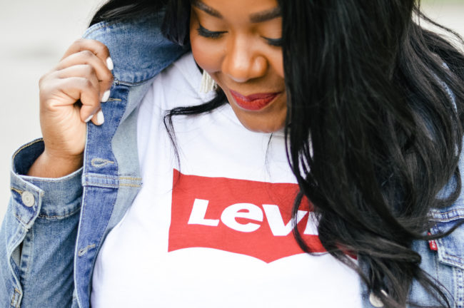 Musings of a Curvy Lady, Plus Size Fashion, Fashion Blogger, Back to School Fashion, Levi's, Macy's, Blue Jeans, Denim Jacket