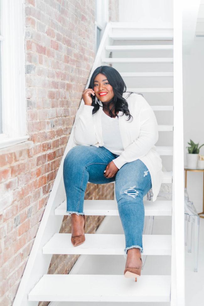 Find Your Perfect Fit, Confidence, Safe Space, Musings of a Curvy Lady, Plus Size Fashion, Fashion Blogger, EXPRESS, EXPRESS Jeans, Plus Size Jeans, Fall Fashion, Home Office