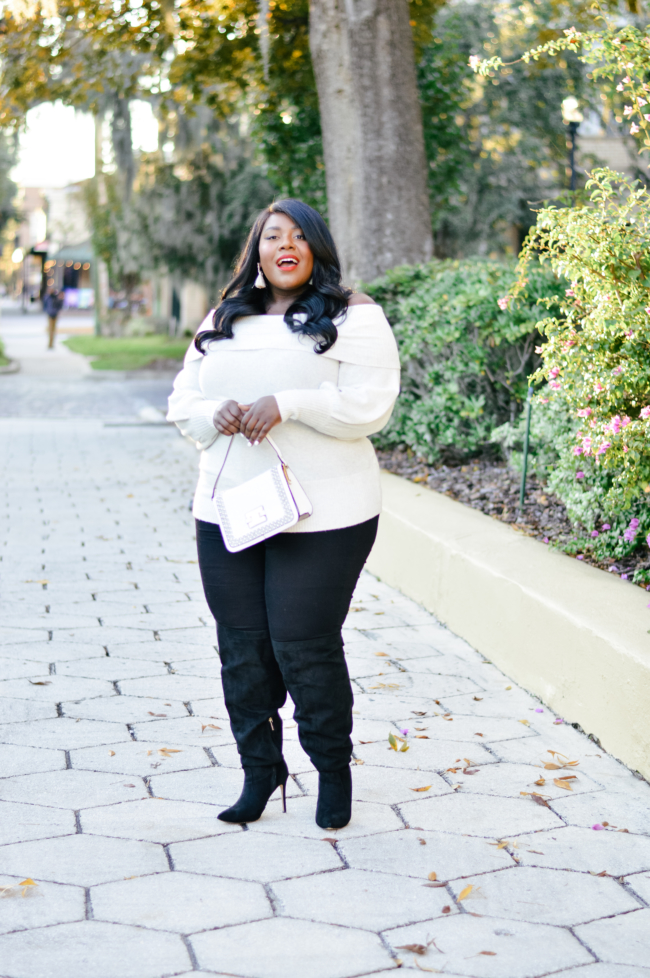 Musings of a Curvy Lady, Plus Size Fashion, Fashion Blogger, Plus Size Fashion Blogger, River Island, River Island Plus, Bardot Sweater, Plus Size Sweater Outfit, Winter Fashion Ideas