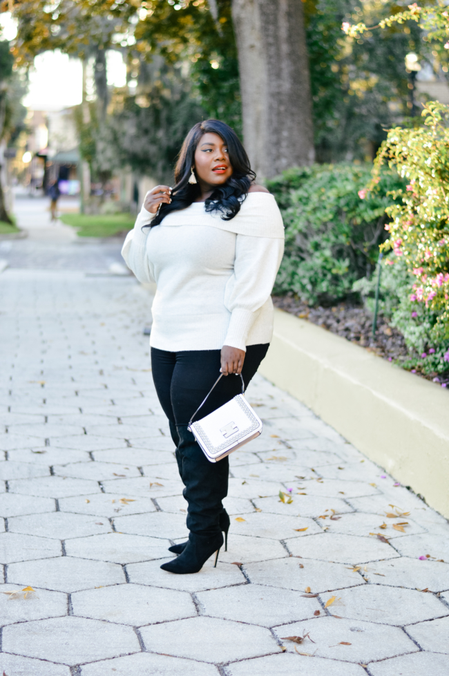 Musings of a Curvy Lady, Plus Size Fashion, Fashion Blogger, Plus Size Fashion Blogger, River Island, River Island Plus, Bardot Sweater, Plus Size Sweater Outfit, Winter Fashion Ideas