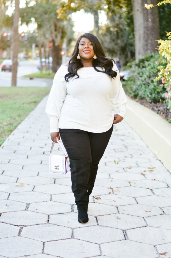 Musings of a Curvy Lady, Plus Size Fashion, Fashion Blogger, Plus Size Fashion Blogger, River Island, River Island Plus, Bardot Sweater, Plus Size Sweater Outfit, Winter Fashion Ideas