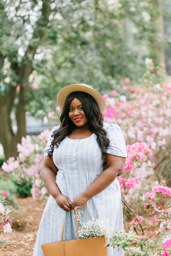 Musings of a Curvy Lady, Plus Size Fashion, Fashion Blogger, Draper James, Linen Dress, Boater Hat