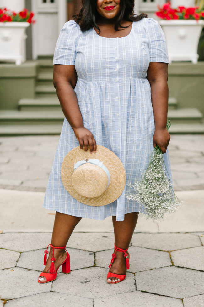 Musings of a Curvy Lady, Plus Size Fashion, Fashion Blogger, Draper James, Linen Dress, Boater Hat