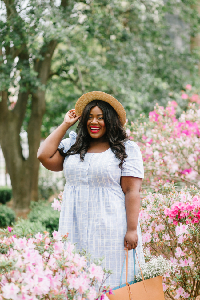 Musings of a Curvy Lady, Plus Size Fashion, Fashion Blogger, Draper James, Linen Dress, Boater Hat