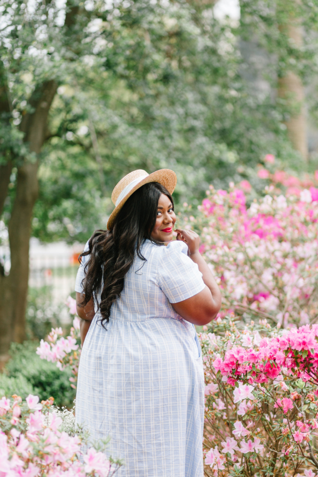 Musings of a Curvy Lady, Plus Size Fashion, Fashion Blogger, Draper James, Linen Dress, Boater Hat