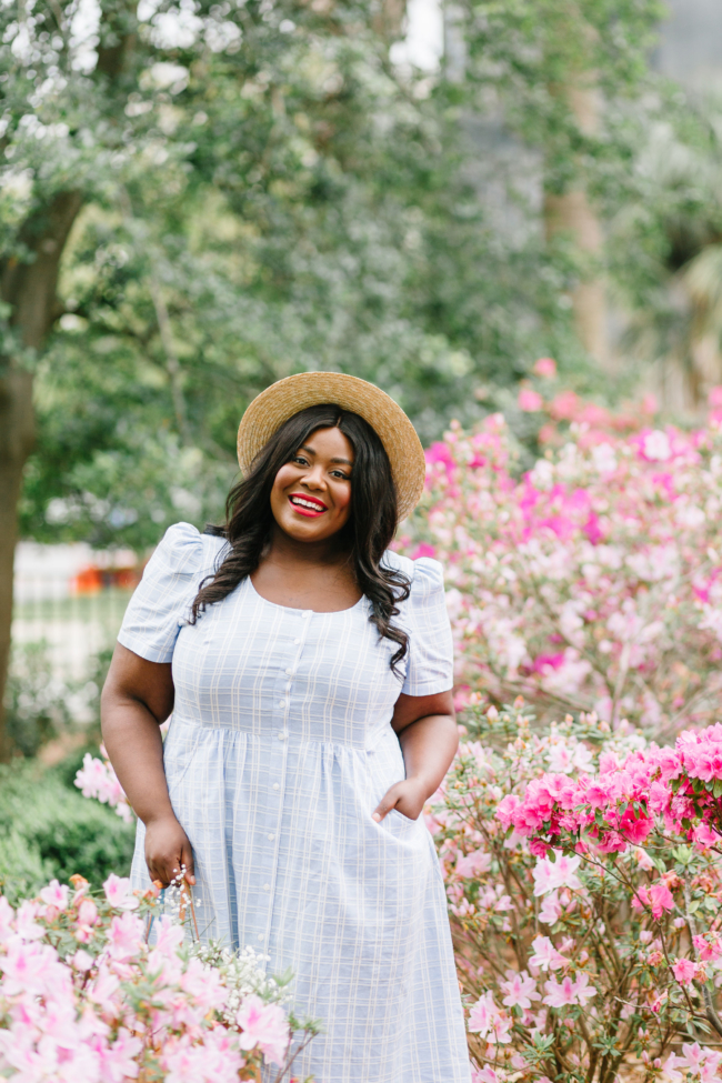 Musings of a Curvy Lady, Plus Size Fashion, Fashion Blogger, Draper James, Linen Dress, Boater Hat