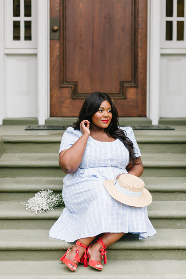 Musings of a Curvy Lady, Plus Size Fashion, Fashion Blogger, Draper James, Linen Dress, Boater Hat