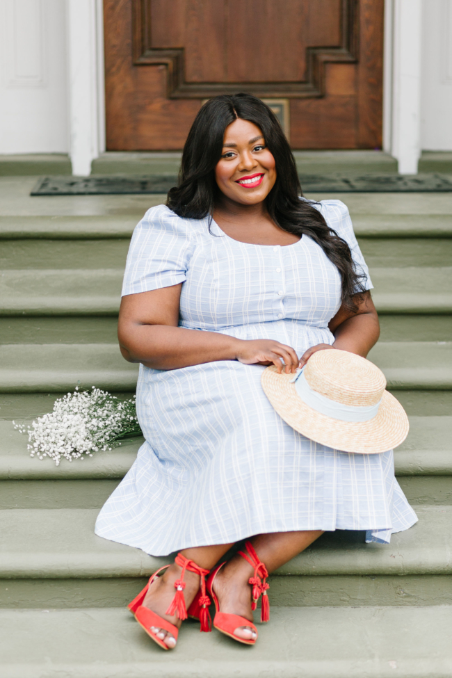 Musings of a Curvy Lady, Plus Size Fashion, Fashion Blogger, Draper James, Linen Dress, Boater Hat