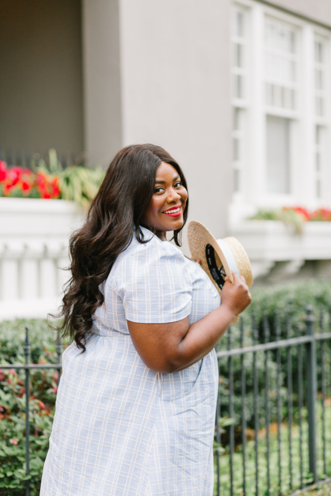 Musings of a Curvy Lady, Plus Size Fashion, Fashion Blogger, Draper James, Linen Dress, Boater Hat