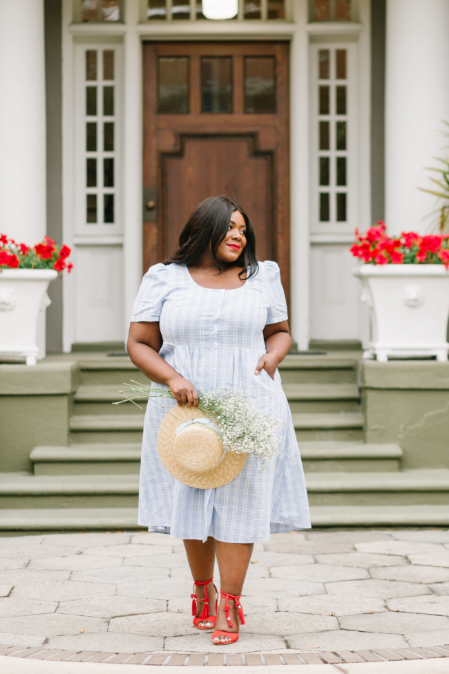 Musings of a Curvy Lady, Plus Size Fashion, Fashion Blogger, Draper James, Linen Dress, Boater Hat