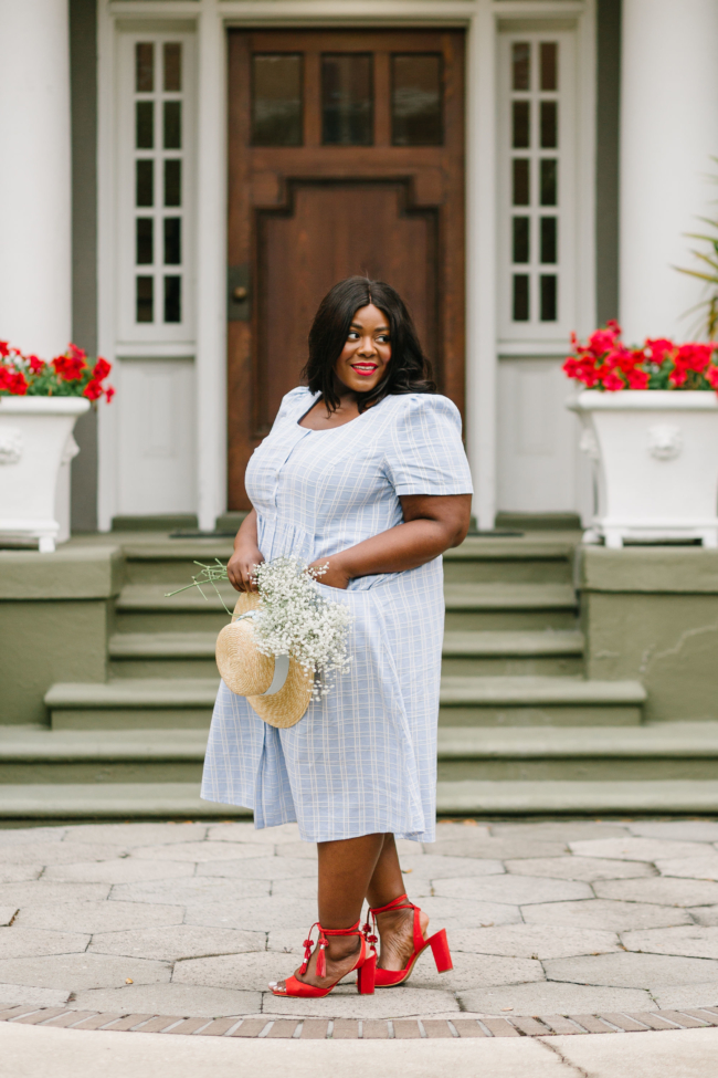 Musings of a Curvy Lady, Plus Size Fashion, Fashion Blogger, Draper James, Linen Dress, Boater Hat