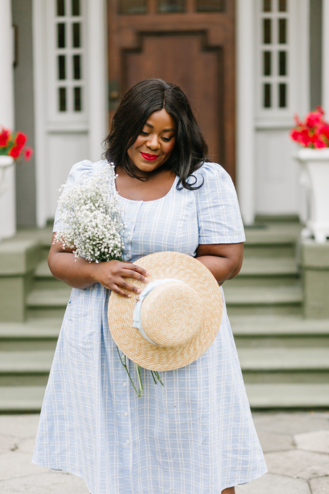 Musings of a Curvy Lady, Plus Size Fashion, Fashion Blogger, Draper James, Linen Dress, Boater Hat