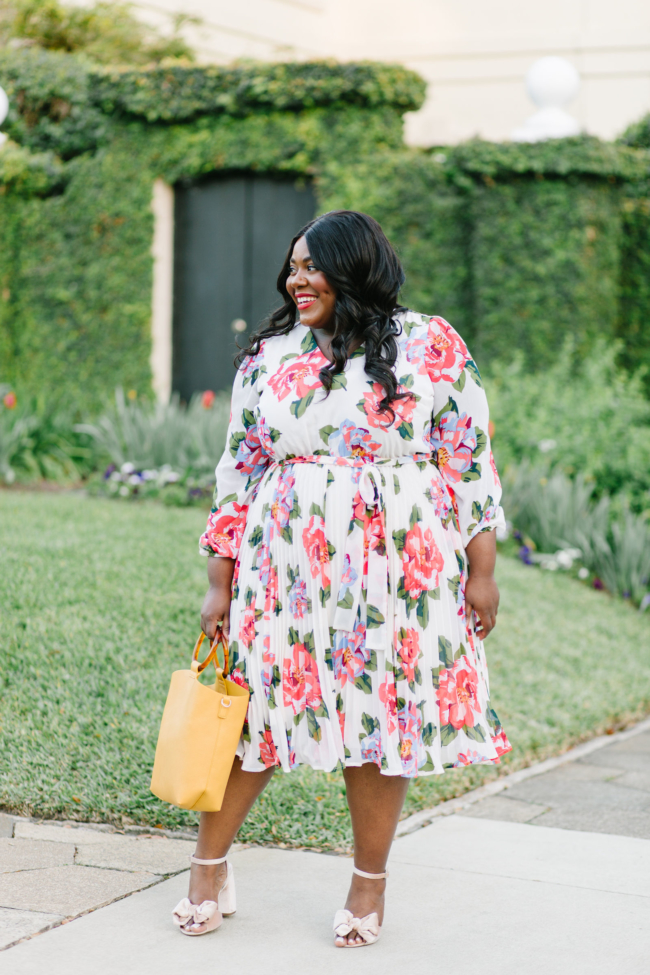 Musings of a Curvy Lady, BeautiCurve, Lane Bryant, Plus Size Fashion, Spring Dresses, Spring Fashion, Plus Size Spring Fashion Ideas, Spring Outfit Ideas, Floral Print Dress, Pleated Skirt, Florida Blogger, New York Blogger