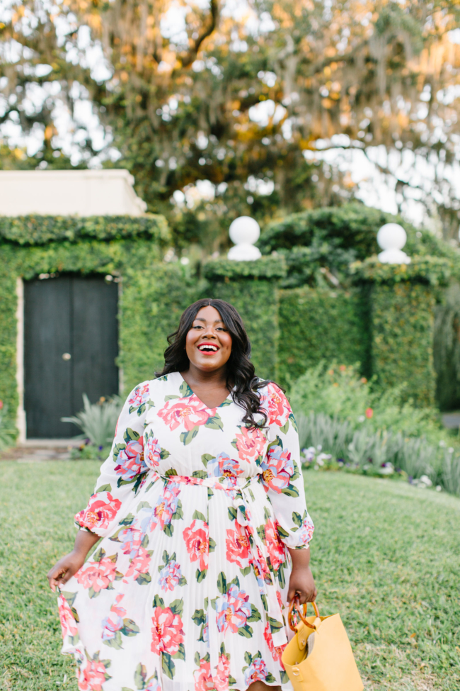 Musings of a Curvy Lady, BeautiCurve, Lane Bryant, Plus Size Fashion, Spring Dresses, Spring Fashion, Plus Size Spring Fashion Ideas, Spring Outfit Ideas, Floral Print Dress, Pleated Skirt, Florida Blogger, New York Blogger