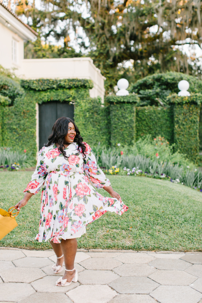 Musings of a Curvy Lady, BeautiCurve, Lane Bryant, Plus Size Fashion, Spring Dresses, Spring Fashion, Plus Size Spring Fashion Ideas, Spring Outfit Ideas, Floral Print Dress, Pleated Skirt, Florida Blogger, New York Blogger