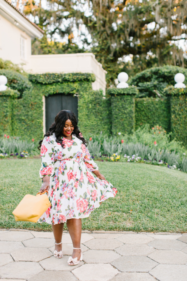 Musings of a Curvy Lady, BeautiCurve, Lane Bryant, Plus Size Fashion, Spring Dresses, Spring Fashion, Plus Size Spring Fashion Ideas, Spring Outfit Ideas, Floral Print Dress, Pleated Skirt, Florida Blogger, New York Blogger