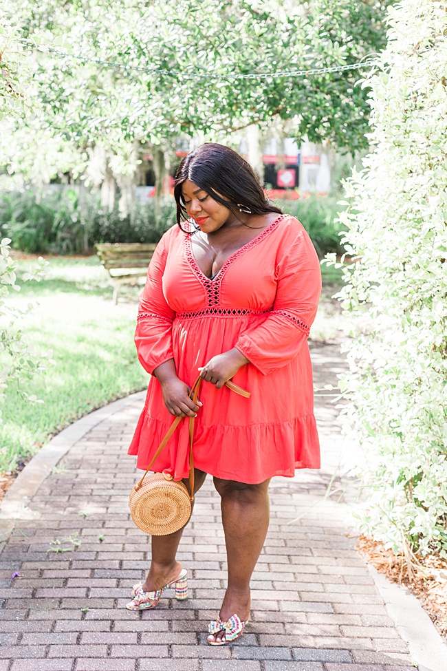 Musings of a Curvy Lady, Plus Size Fashion, Fashion Blogger, Chic Soul, Plus Size Dresses, Plus Size Dress, Plus Size Boutique, Summer, Crotchet Dress, Loeflfler Randall Penny Pleated Metallic Slide Sandals, Neiman Marcus